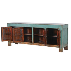 Eclectic Turquoise Four Door Sideboard